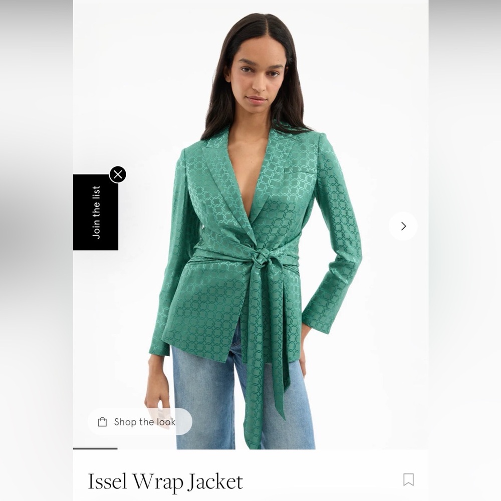 Veronica Beard Issel Wrap Jacket (Green Silk Belted Blazer)